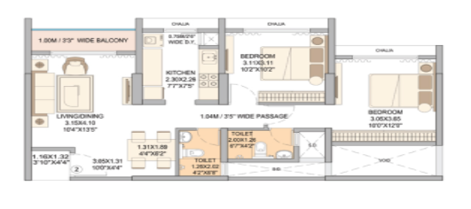 Vasant Oasis 2BHK Plan