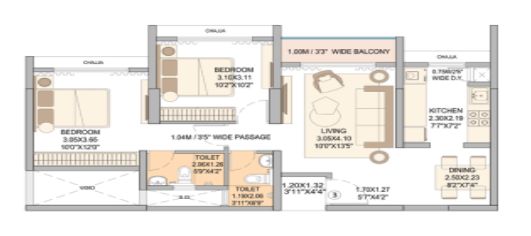 Sheth Creators Marol Andheri East  2BHK floor plan